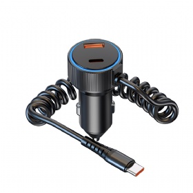 60W 2C1A Aluminm Car charger with Cable