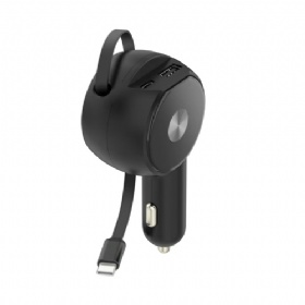 60W 2C1A Retractable Cable Car Charger
