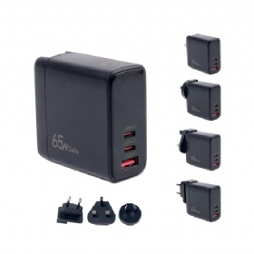 EU/UK/AU Conversion Plug TFT Display 65W GaN charger
