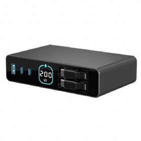 200W TFT Display Dual Retractable Cables Desktop Charger