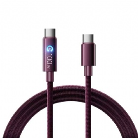 Intelligent Power-off 100W Fast Charging USB-C to Type-C Charger Cord Data Cable with LED Indicator for Phone