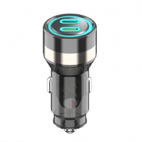 60W Dual Type-c PC plastic&Zinc Alloy Car Charger Fast Charging